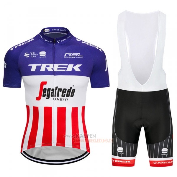 Trek Segafredo Kurzarmtrikot 2018 und Kurze Tragerhose Fuchsie Rot Wei